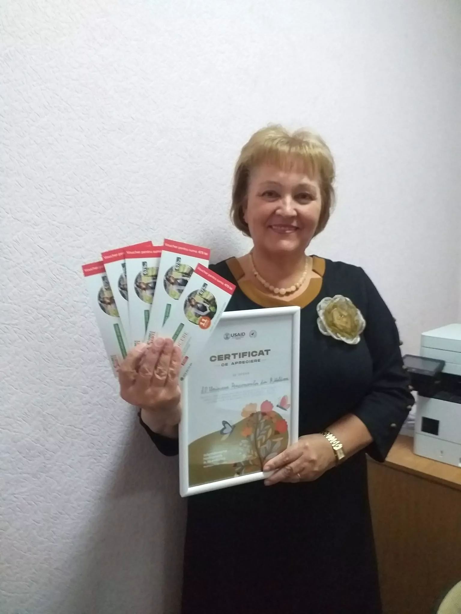 Certificat de apreciere și vouchere oferite UPRM în cadrul Săptămânii Naționale a Bunătății 2024