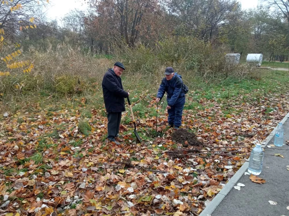 Membri UPRM plantând puieți pe Aleea Seniorilor din Parcul La Izvor, Chișinău 2